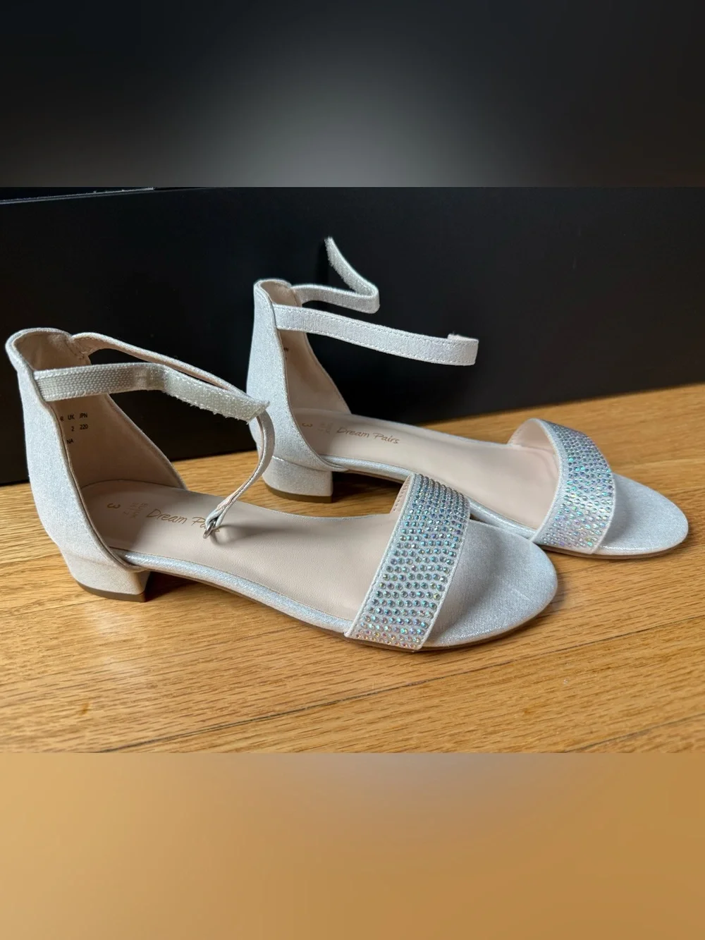 Dream Pairs Silver Glitter Rhinestone Ankle-Strap Dress Sandals